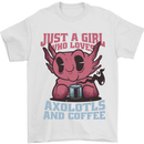 Girl Who Loves Axolotls & Coffee Mens T-Shirt 100% Cotton White