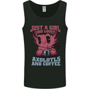 Girl Who Loves Axolotls & Coffee Mens Vest Tank Top Black