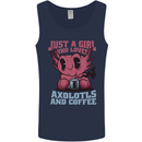 Girl Who Loves Axolotls & Coffee Mens Vest Tank Top Navy Blue