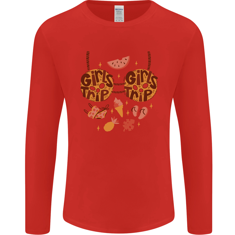 Girls Trip Fancy Dress Costume Holiday Mens Long Sleeve T-Shirt Red