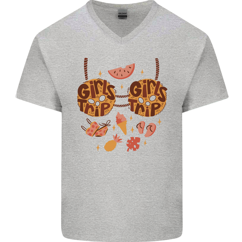 Girls Trip Fancy Dress Costume Holiday Mens V-Neck Cotton T-Shirt Sports Grey