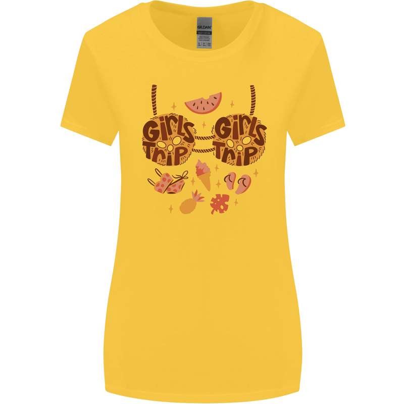 Girls Trip Fancy Dress Costume Holiday Womens Wider Cut T-Shirt Yellow