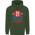Glorious 21 Years 21st Birthday Union Jack Flag Mens 80% Cotton Hoodie Forest Green
