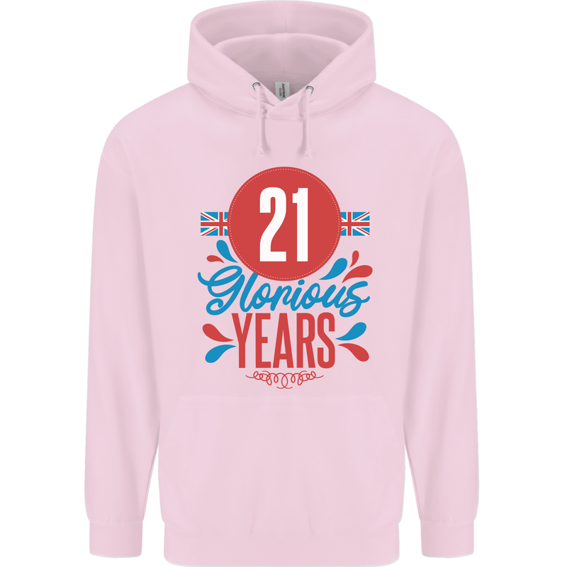 Glorious 21 Years 21st Birthday Union Jack Flag Mens 80% Cotton Hoodie Light Pink
