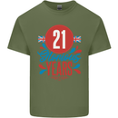 Glorious 21 Years 21st Birthday Union Jack Flag Mens Cotton T-Shirt Tee Top Military Green