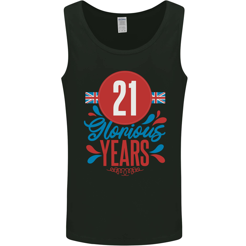 Glorious 21 Years 21st Birthday Union Jack Flag Mens Vest Tank Top Black