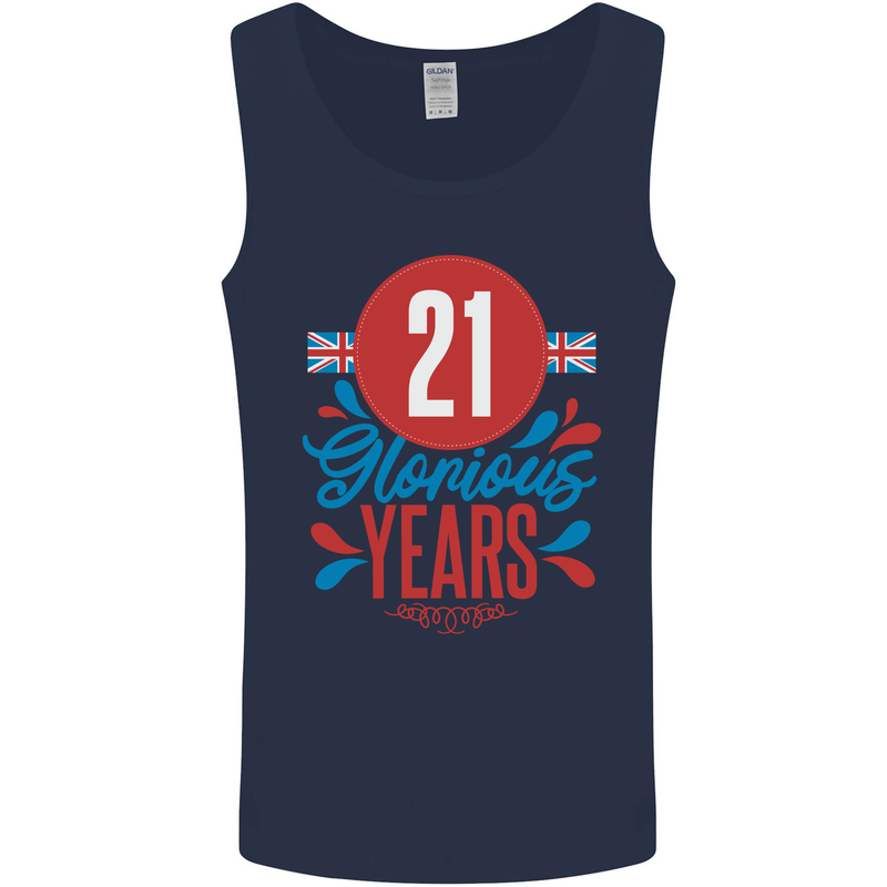Glorious 21 Years 21st Birthday Union Jack Flag Mens Vest Tank Top Navy Blue