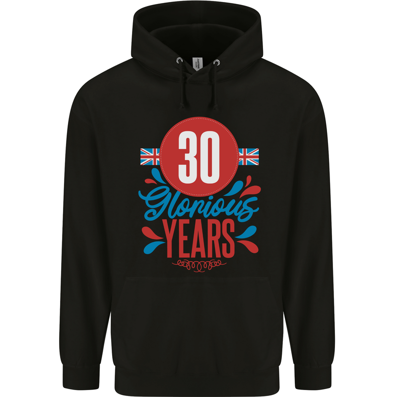 Glorious 30 Years 30th Birthday Union Jack Flag Mens 80% Cotton Hoodie Black