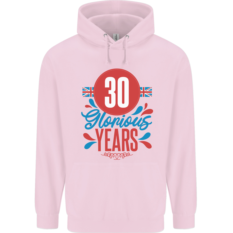 Glorious 30 Years 30th Birthday Union Jack Flag Mens 80% Cotton Hoodie Light Pink