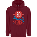 Glorious 30 Years 30th Birthday Union Jack Flag Mens 80% Cotton Hoodie Maroon