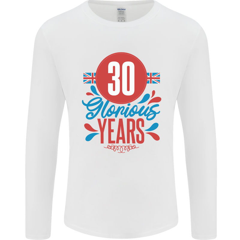 Glorious 30 Years 30th Birthday Union Jack Flag Mens Long Sleeve T-Shirt White