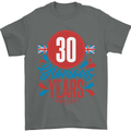 Glorious 30 Years 30th Birthday Union Jack Flag Mens T-Shirt 100% Cotton Charcoal