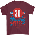 Glorious 30 Years 30th Birthday Union Jack Flag Mens T-Shirt 100% Cotton Maroon
