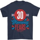 Glorious 30 Years 30th Birthday Union Jack Flag Mens T-Shirt 100% Cotton Navy Blue