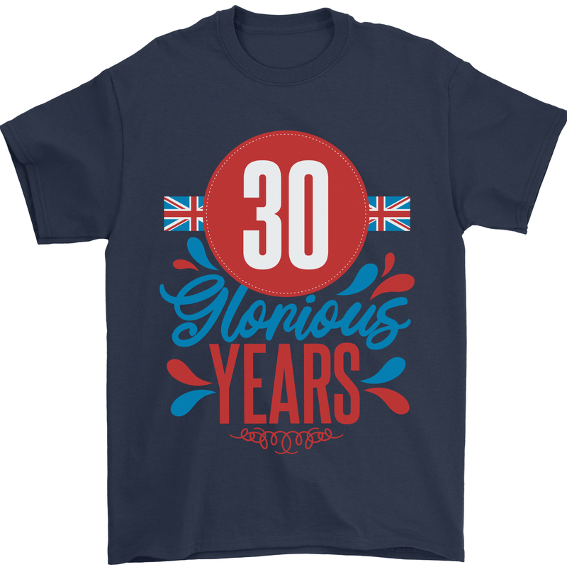 Glorious 30 Years 30th Birthday Union Jack Flag Mens T-Shirt 100% Cotton Navy Blue