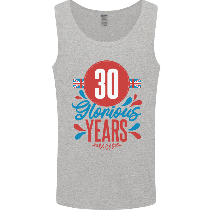 Glorious 30 Years 30th Birthday Union Jack Flag Mens Vest Tank Top Sports Grey