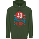Glorious 40 Years 40th Birthday Union Jack Flag Mens 80% Cotton Hoodie Forest Green