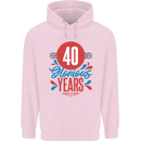 Glorious 40 Years 40th Birthday Union Jack Flag Mens 80% Cotton Hoodie Light Pink