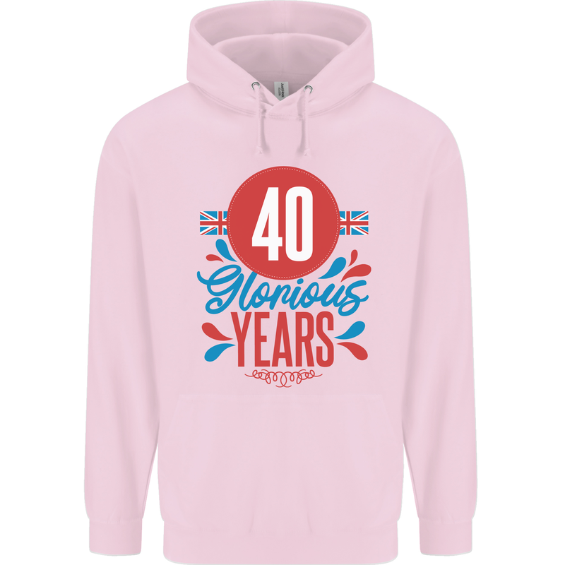 Glorious 40 Years 40th Birthday Union Jack Flag Mens 80% Cotton Hoodie Light Pink