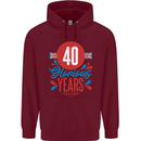 Glorious 40 Years 40th Birthday Union Jack Flag Mens 80% Cotton Hoodie Maroon