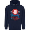Glorious 40 Years 40th Birthday Union Jack Flag Mens 80% Cotton Hoodie Navy Blue