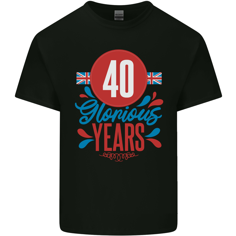 Glorious 40 Years 40th Birthday Union Jack Flag Mens Cotton T-Shirt Tee Top Black