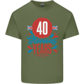 Glorious 40 Years 40th Birthday Union Jack Flag Mens Cotton T-Shirt Tee Top Military Green