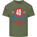 Glorious 40 Years 40th Birthday Union Jack Flag Mens Cotton T-Shirt Tee Top Military Green
