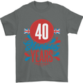 Glorious 40 Years 40th Birthday Union Jack Flag Mens T-Shirt 100% Cotton Charcoal
