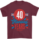 Glorious 40 Years 40th Birthday Union Jack Flag Mens T-Shirt 100% Cotton Maroon