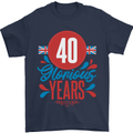 Glorious 40 Years 40th Birthday Union Jack Flag Mens T-Shirt 100% Cotton Navy Blue