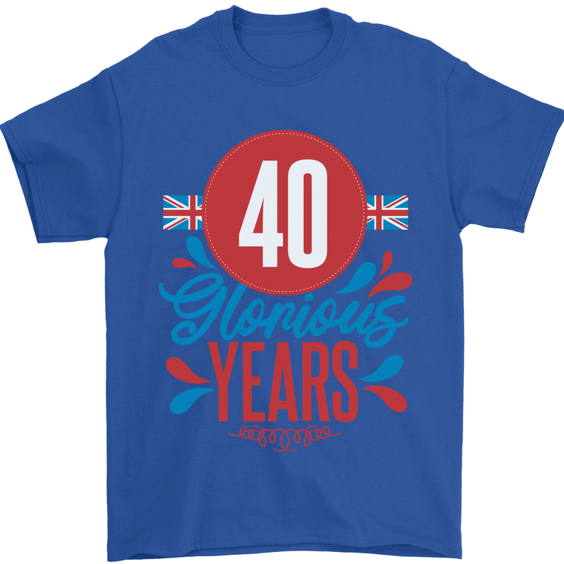 Glorious 40 Years 40th Birthday Union Jack Flag Mens T-Shirt 100% Cotton Royal Blue
