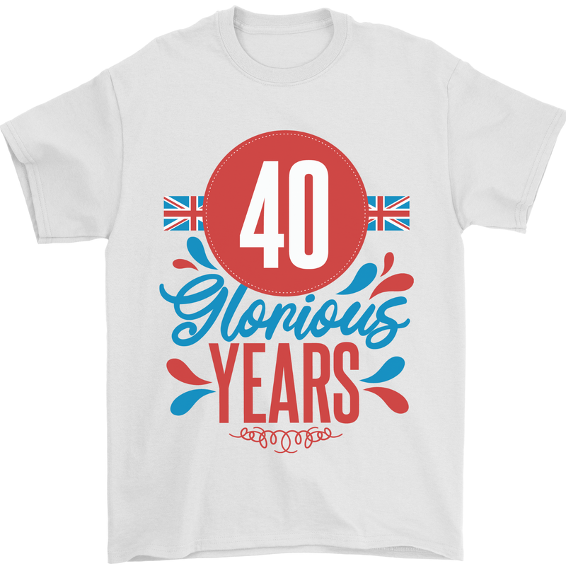 Glorious 40 Years 40th Birthday Union Jack Flag Mens T-Shirt 100% Cotton White