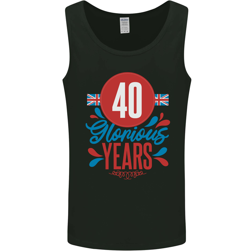 Glorious 40 Years 40th Birthday Union Jack Flag Mens Vest Tank Top Black
