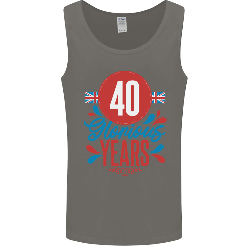 Glorious 40 Years 40th Birthday Union Jack Flag Mens Vest Tank Top Charcoal
