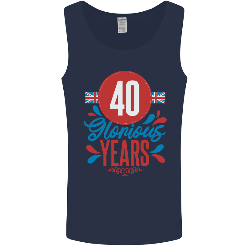 Glorious 40 Years 40th Birthday Union Jack Flag Mens Vest Tank Top Navy Blue