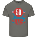 Glorious 50 Years 50th Birthday Union Jack Flag Mens Cotton T-Shirt Tee Top Charcoal