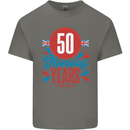Glorious 50 Years 50th Birthday Union Jack Flag Mens Cotton T-Shirt Tee Top Charcoal