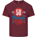Glorious 50 Years 50th Birthday Union Jack Flag Mens Cotton T-Shirt Tee Top Maroon
