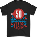 Glorious 50 Years 50th Birthday Union Jack Flag Mens T-Shirt 100% Cotton Black