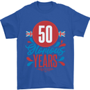 Glorious 50 Years 50th Birthday Union Jack Flag Mens T-Shirt 100% Cotton Royal Blue