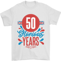 Glorious 50 Years 50th Birthday Union Jack Flag Mens T-Shirt 100% Cotton White