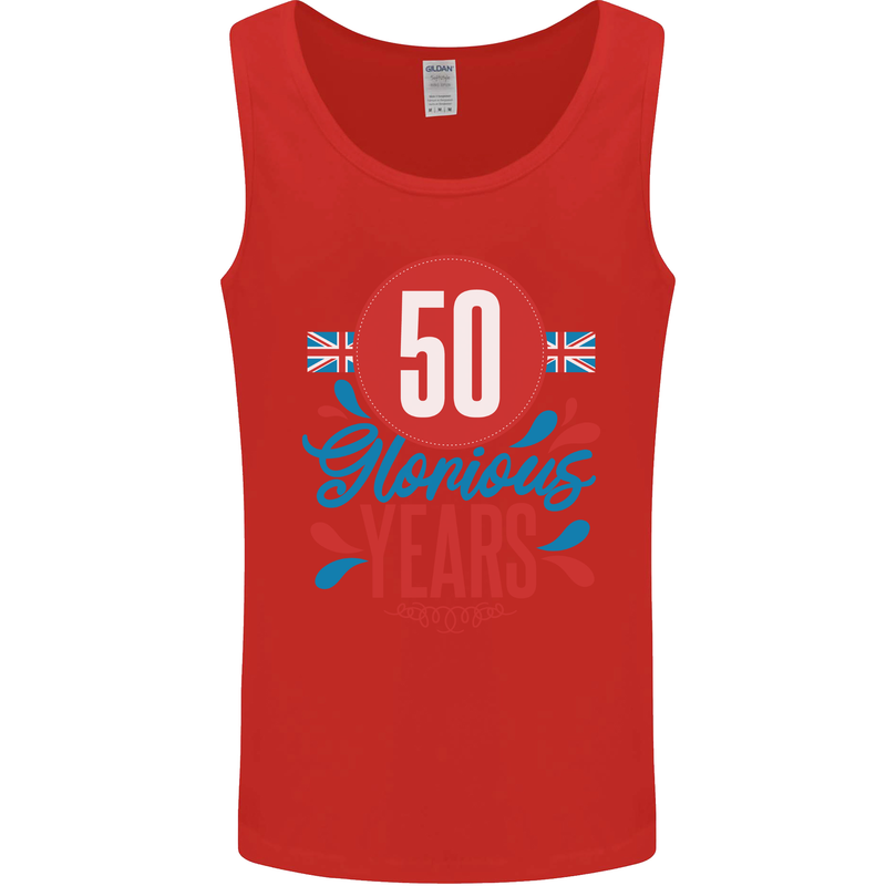 Glorious 50 Years 50th Birthday Union Jack Flag Mens Vest Tank Top Red