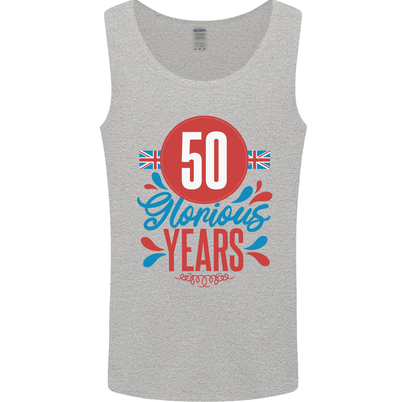 Glorious 50 Years 50th Birthday Union Jack Flag Mens Vest Tank Top Sports Grey