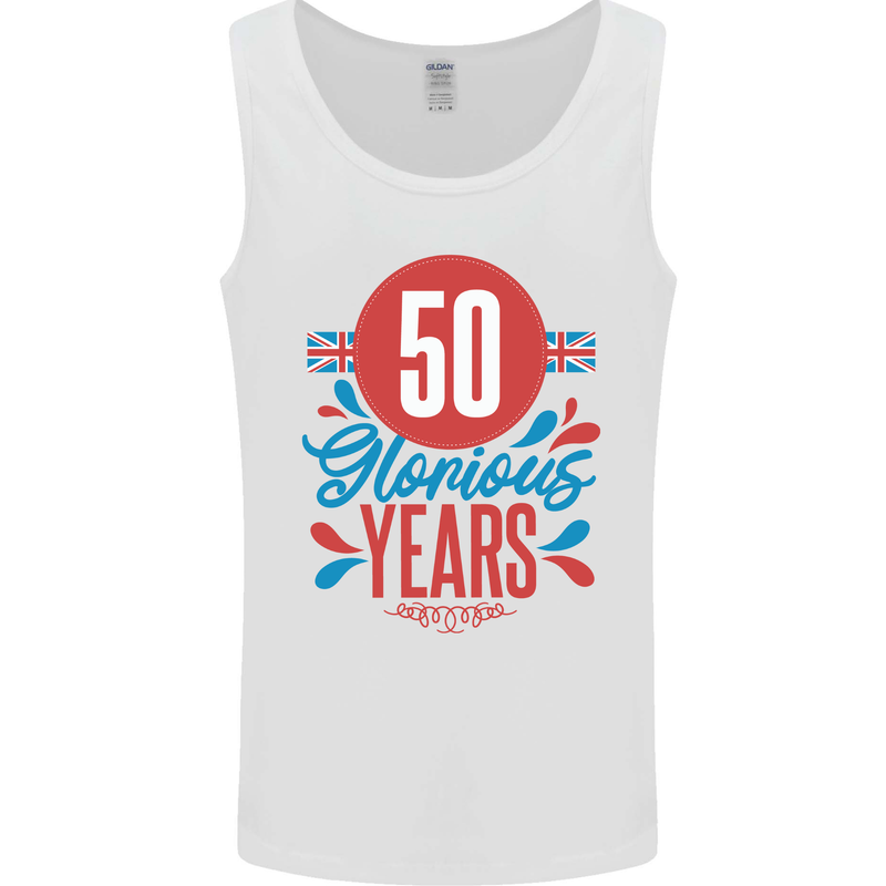 Glorious 50 Years 50th Birthday Union Jack Flag Mens Vest Tank Top White