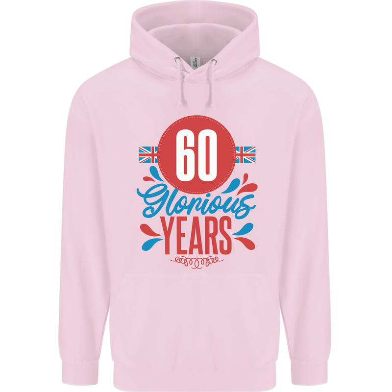 Glorious 60 Years 60th Birthday Union Jack Flag Mens 80% Cotton Hoodie Light Pink