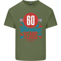Glorious 60 Years 60th Birthday Union Jack Flag Mens Cotton T-Shirt Tee Top Military Green