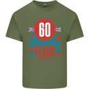 Glorious 60 Years 60th Birthday Union Jack Flag Mens Cotton T-Shirt Tee Top Military Green