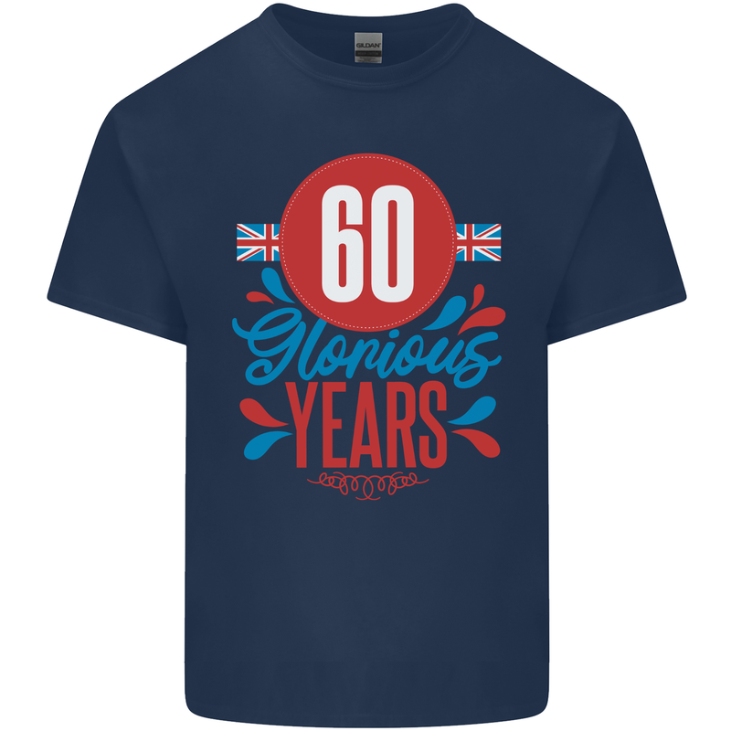 Glorious 60 Years 60th Birthday Union Jack Flag Mens Cotton T-Shirt Tee Top Navy Blue