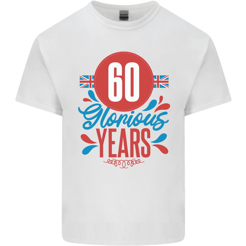 Glorious 60 Years 60th Birthday Union Jack Flag Mens Cotton T-Shirt Tee Top White